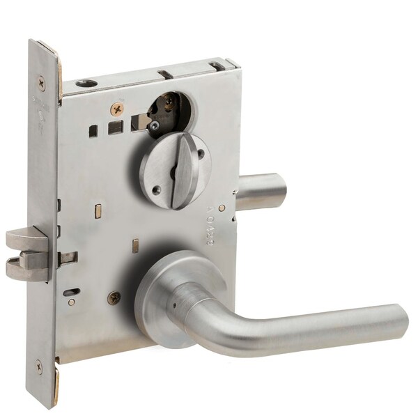Schlage Grade 1 Bed Bathroom Privacy Mortise Lock, 02 Lever, A Rose, Satin Stainless Steel Finish L9040 02A 630 - main